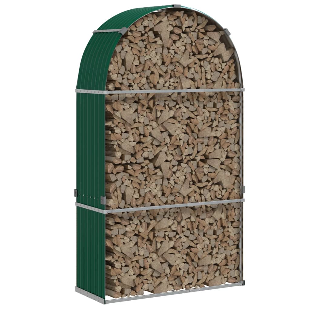 Almacenamiento de leña de Vidaxl 120x45x210 cm de acero galvanizado verde