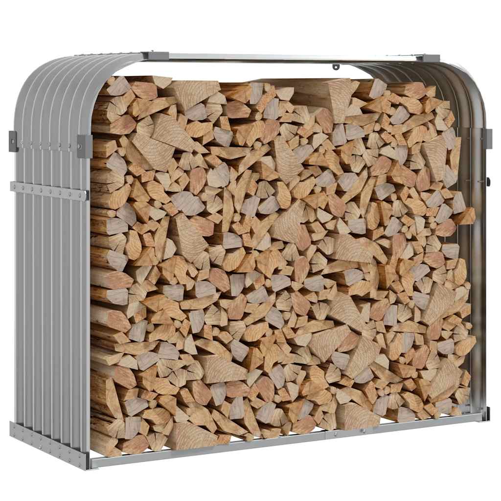 VIDAXL Firewood Storage 120x45x100 cm grigio chiaro in acciaio