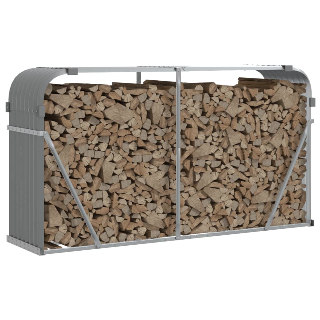 Almacenamiento de leña de Vidaxl 180x45x100 cm de acero galvanizado gris claro