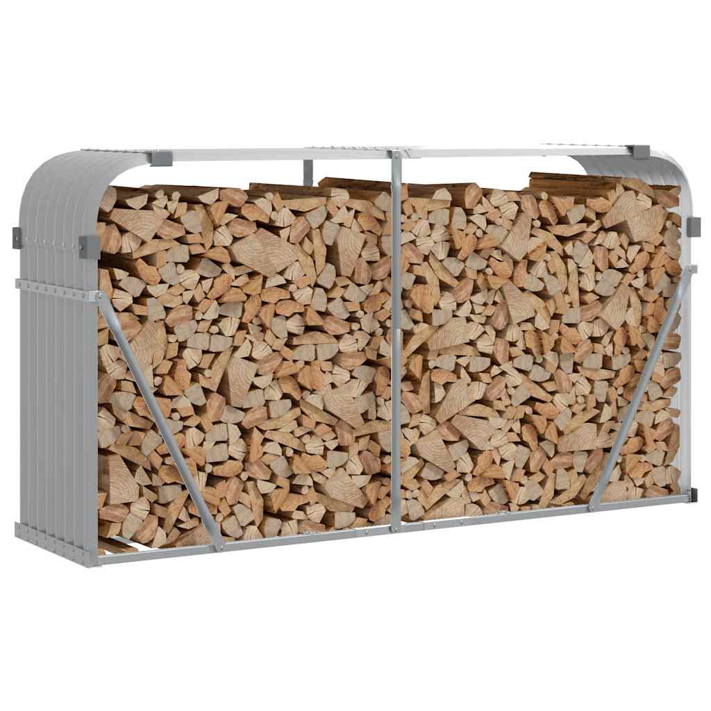 Vidaxl haardhoutopslag 180x45x100 cm gegalvaniseerd staal lichtgrijs
