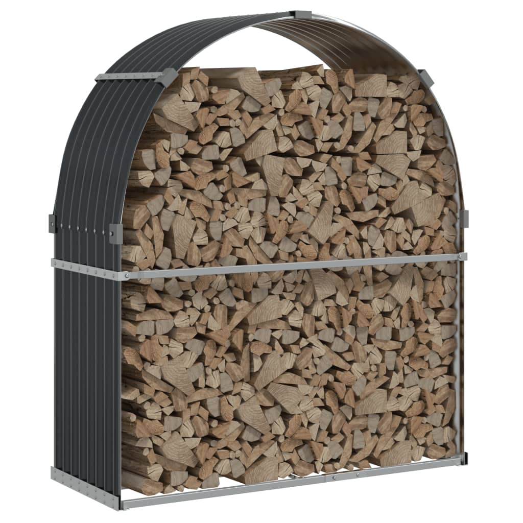 Vidaxl Firewood Storage 120x45x140 cm Antracite in acciaio zincato