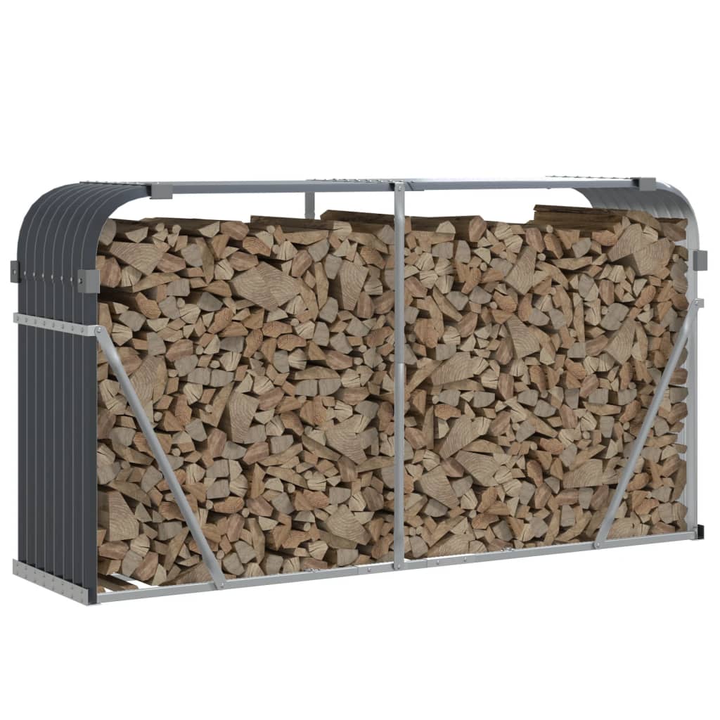 Vidaxl Firewood Storage 180x45x100 cm Antracite in acciaio zincato