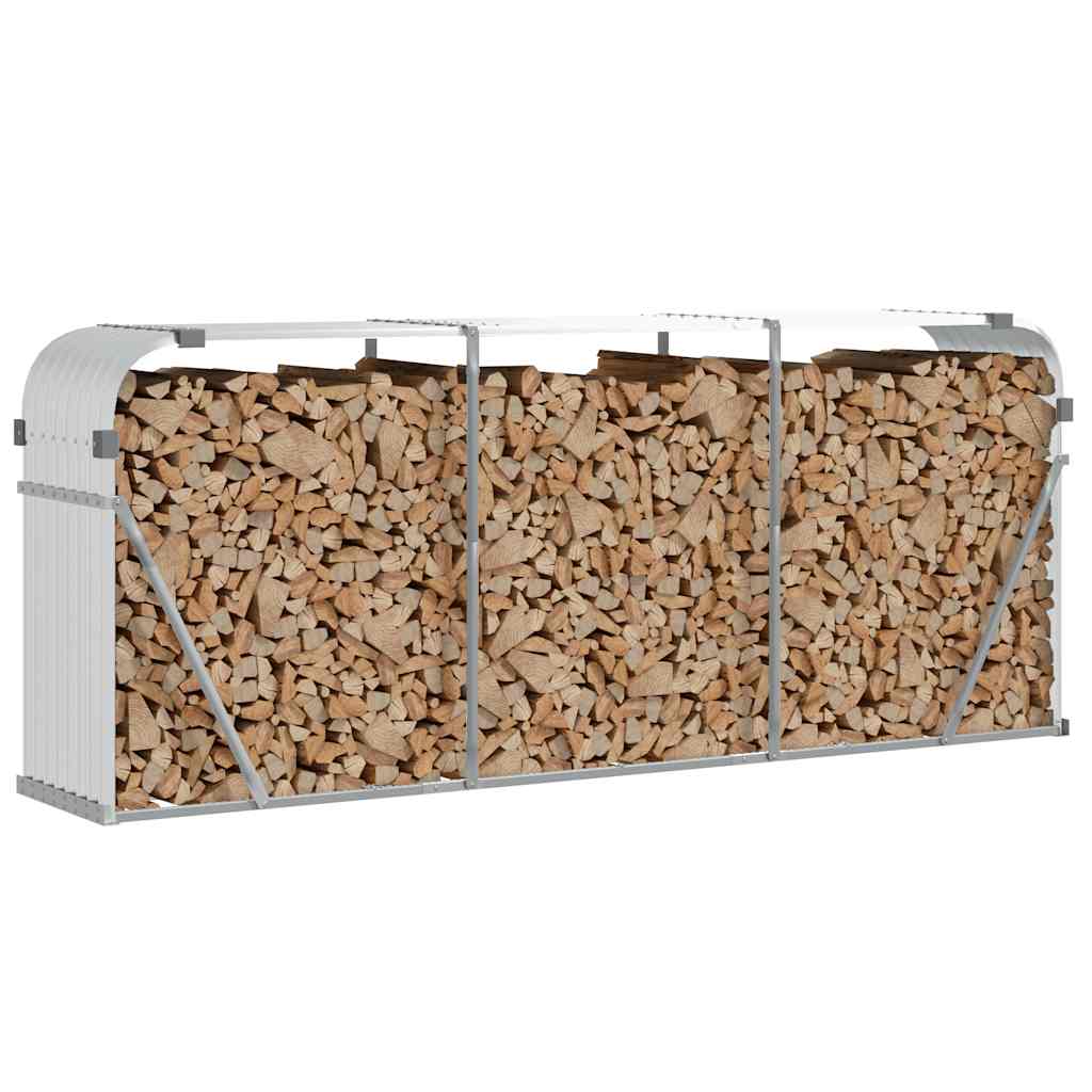 Vidaxl haardhoutopslag 234x45x100 cm gegalvaniseerd staal zilverkleur