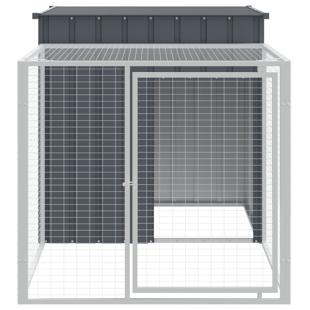Vidaxl Chicken Coop con Run 110x201x110 cm Antracite in acciaio zincato