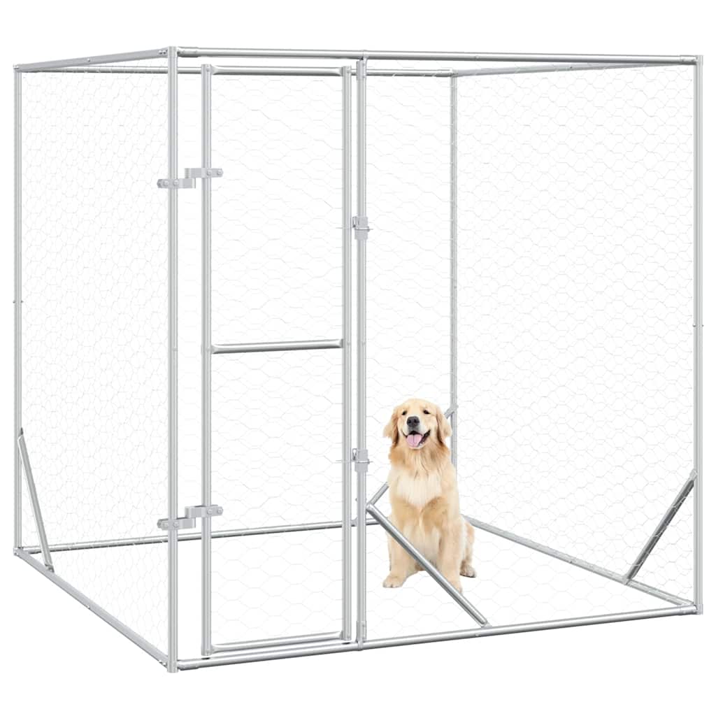 Perrera de perros de Vidaxl para el exterior 2x2x2 M Galvanized Steel Silver