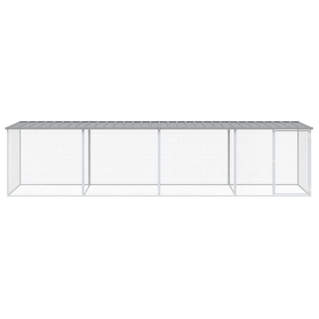 Vidaxl Chicken Coop con techo 403x98x90 cm de acero galvanizado gris claro