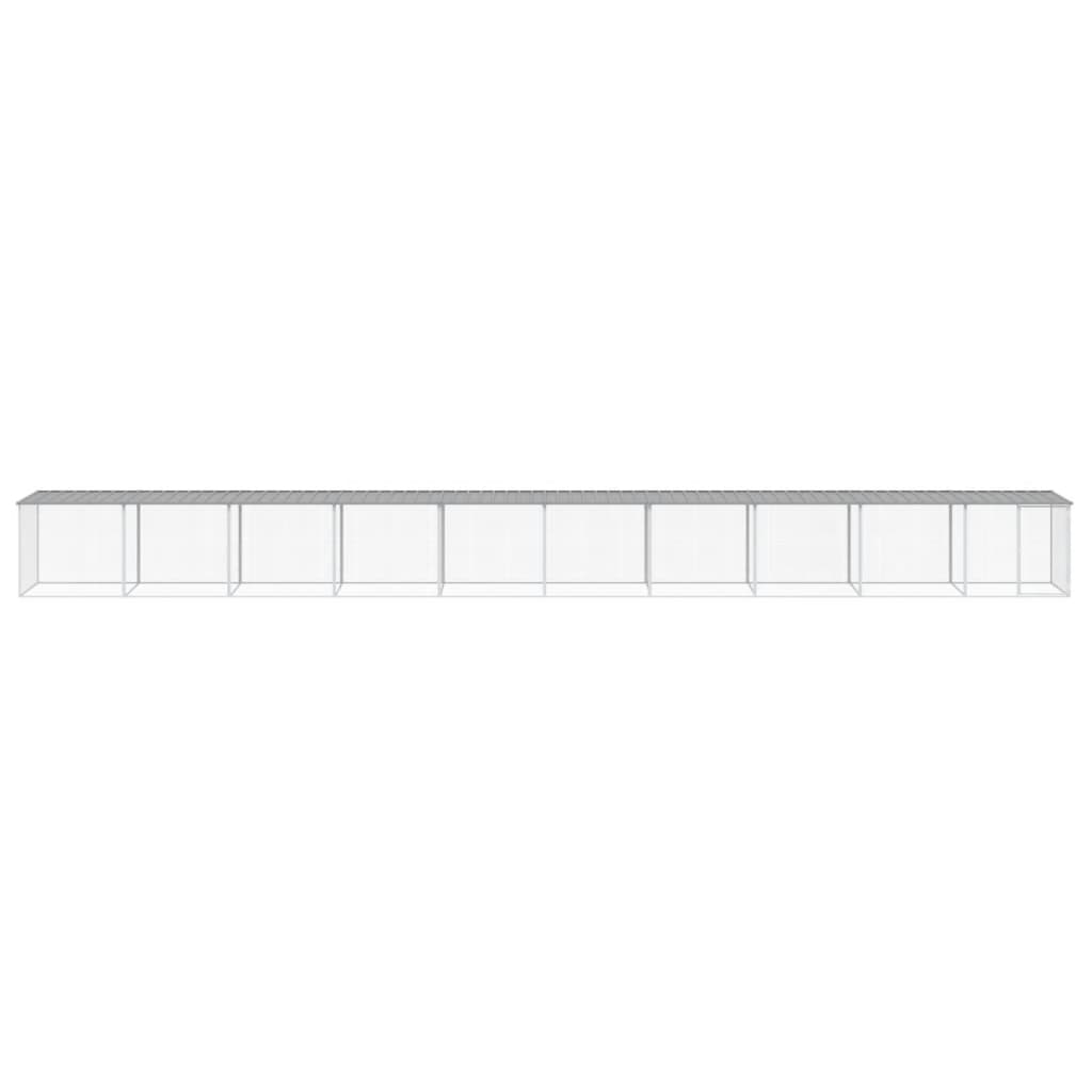 Vidaxl Chicken Coop con techo 1003x98x90 cm de acero galvanizado gris claro