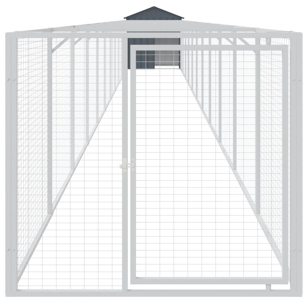 Loft per cani Vidaxl con tetto 117x1221x123 cm in acciaio antracite -colorato