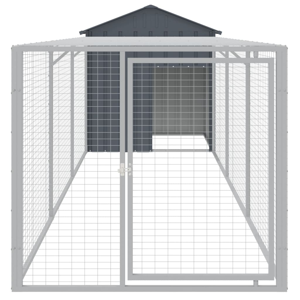 Vidaxl Chicken Coop con Run 117x405x123 cm Antracite in acciaio zincato