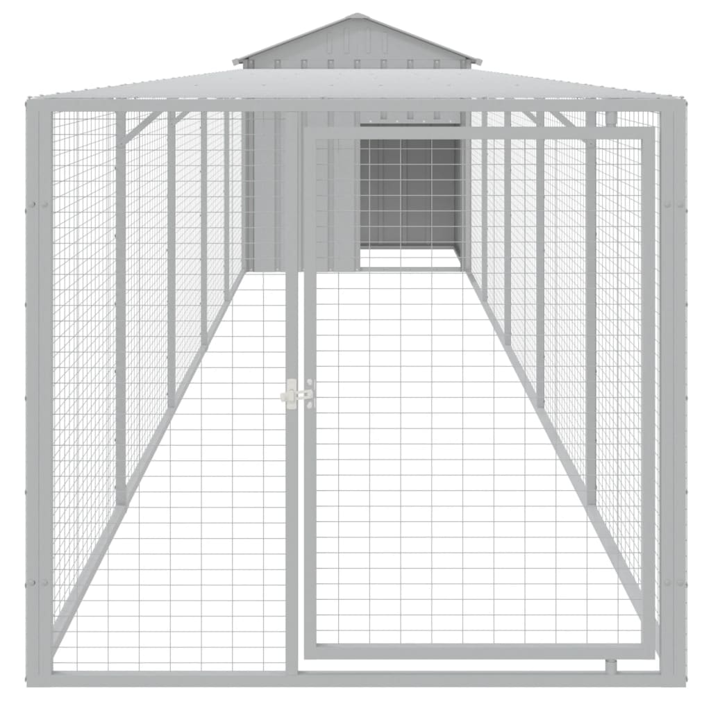 Vidaxl Chicken Coop with Run 117x609x123 cm de acero gris claro
