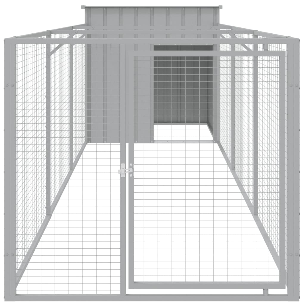 Vidaxl Dog Loft con Run 110x405x110 cm in acciaio grigio chiaro
