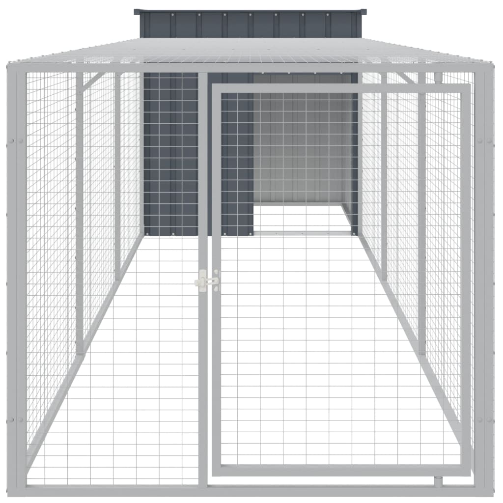 Vidaxl Chicken Coop con Run 110x405x110 cm de acero galvanizado antracita