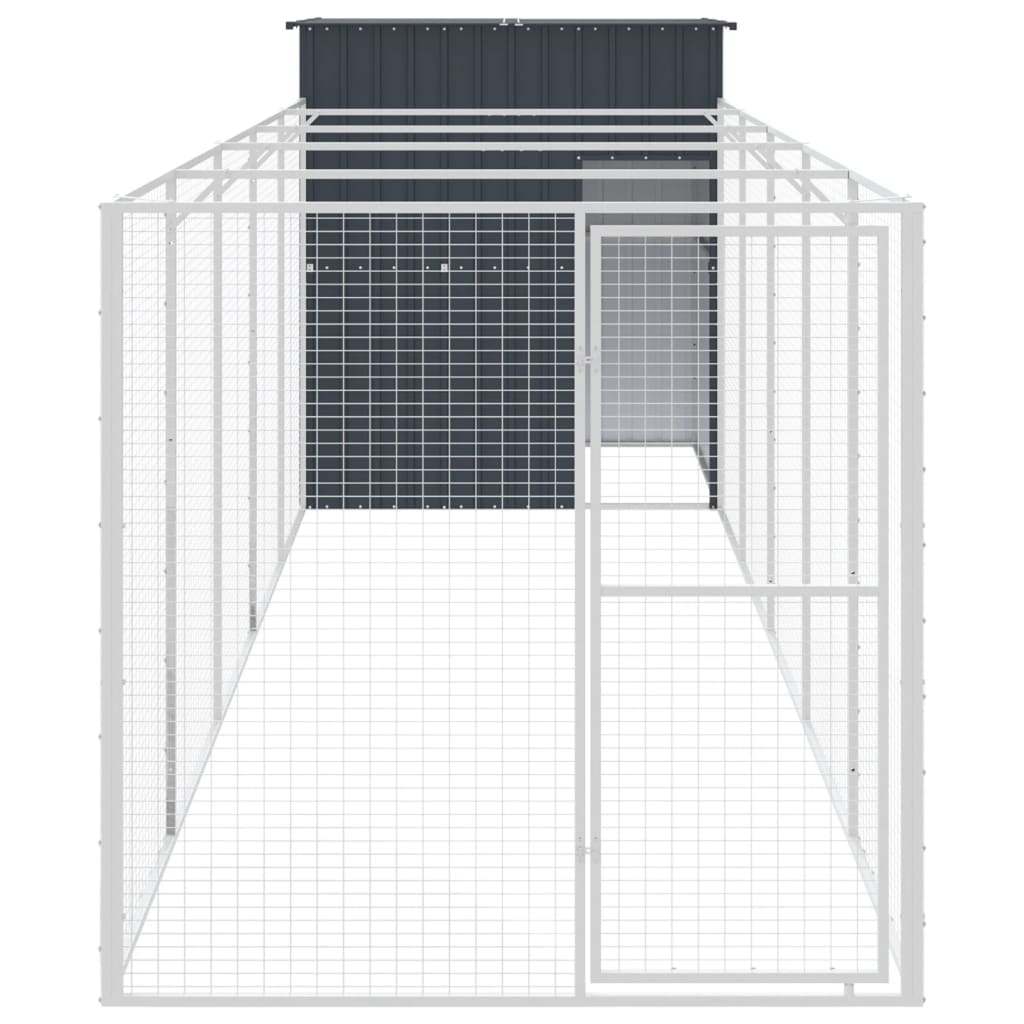 Vidaxl Dog Loft con Run 165x659x181 cm Antracite in acciaio zincato