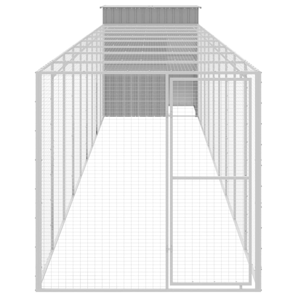 Vidaxl Chicken Coop con Run 165x1067x181 cm de acero gris claro