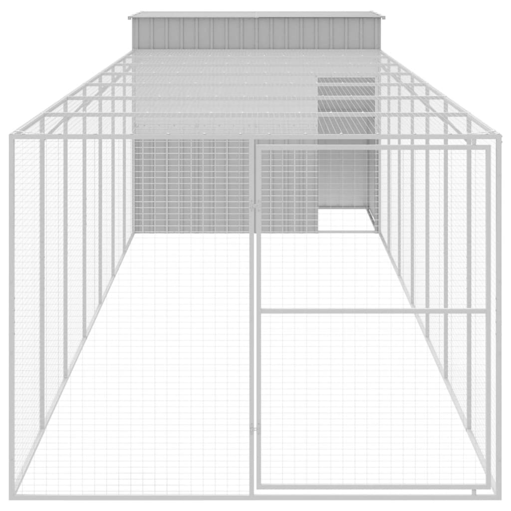 Vidaxl Dog Loft con Run 214x865x181 cm in acciaio grigio chiaro