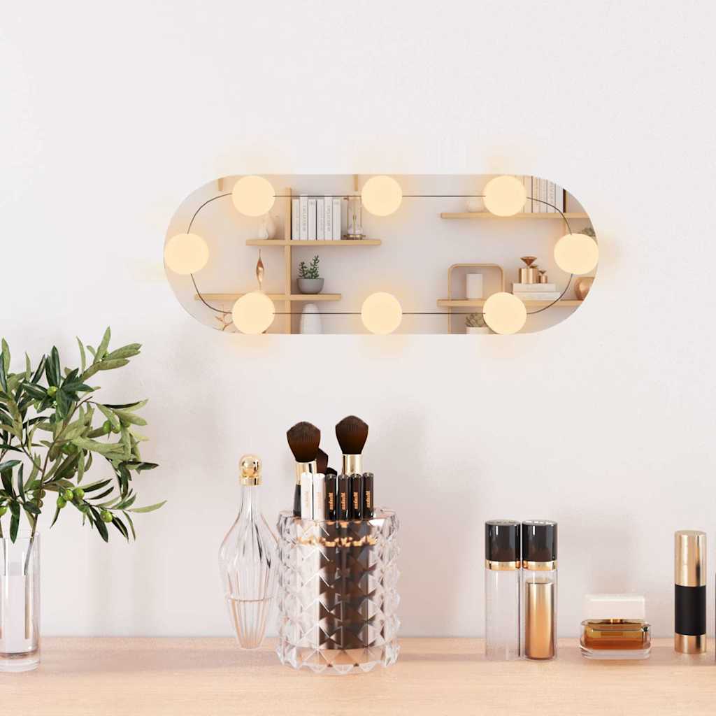 Specchio da parete Vidaxl con LED ovale da 15x40 cm vetro