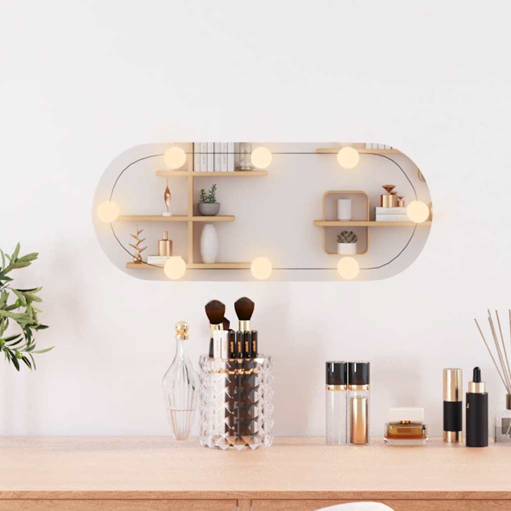 Specchio da parete Vidaxl con LED ovale 20x50 cm vetro