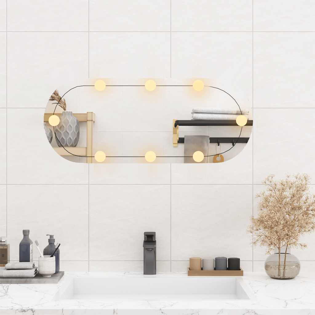 Specchio da parete Vidaxl con LED ovale da 30x70 cm vetro