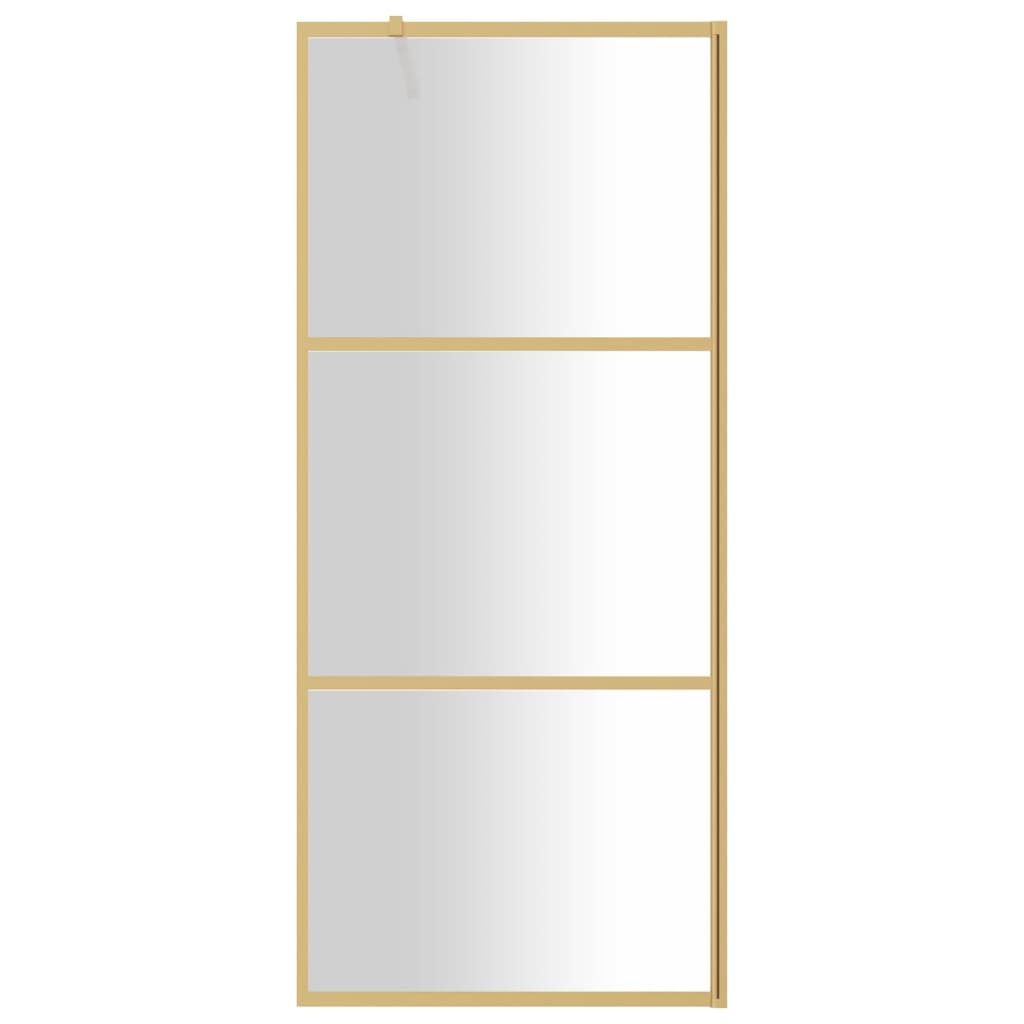 Vidaxl Walk-In Shower Wall Transparent 80x195 cm ESG-GLAS Gold Colored