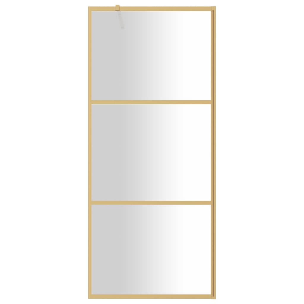 Vidaxl Walk-In Shower Wall Transparent 90x195 cm ESG Glass Gold Colored