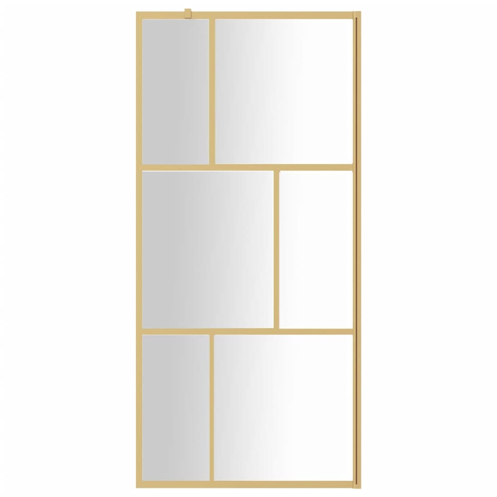 Vidaxl Walk-In Shower Wall Transparent 80x195 cm ESG-GLAS Gold Colored