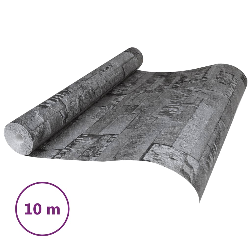 Vidaxl Fore Wallpaper 3d Stone-aspecto 10x0.53 m negro