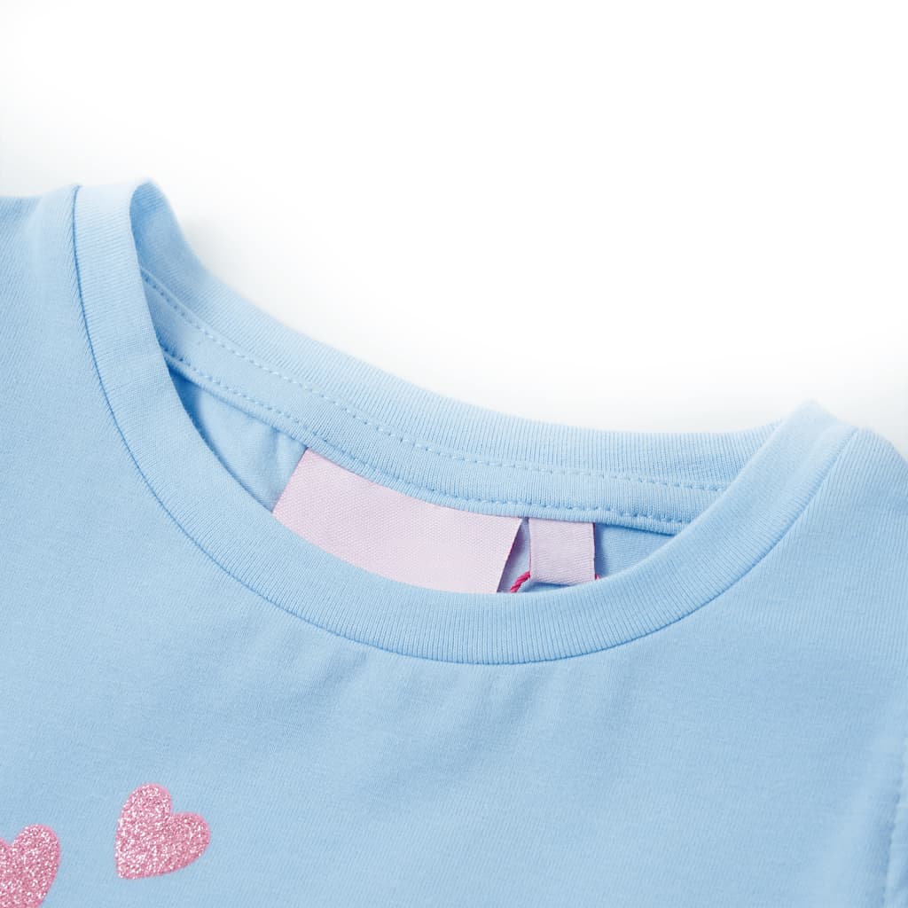 Camicia per bambini Vidaxl con volant sulle maniche 140 azzurro