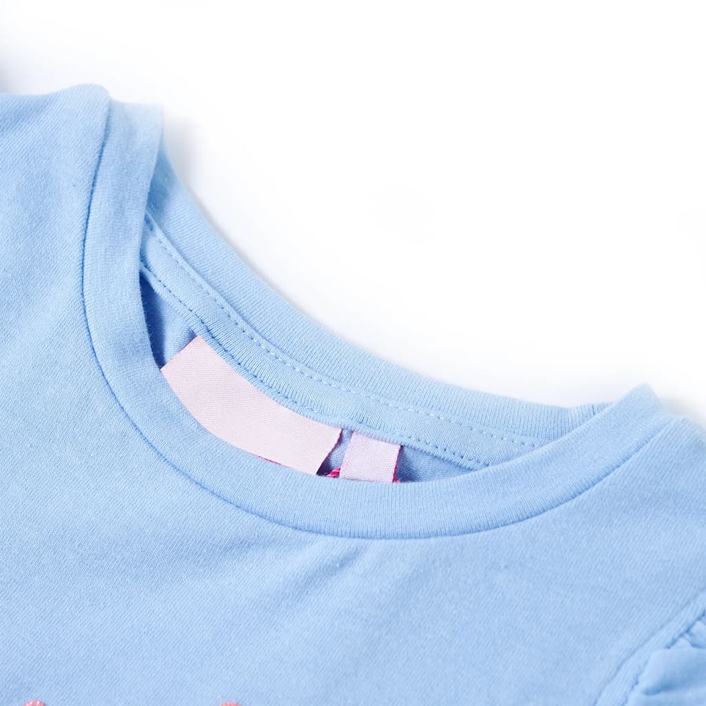 Camisa para niños de Vidaxl con volantes en las mangas 116 azul claro