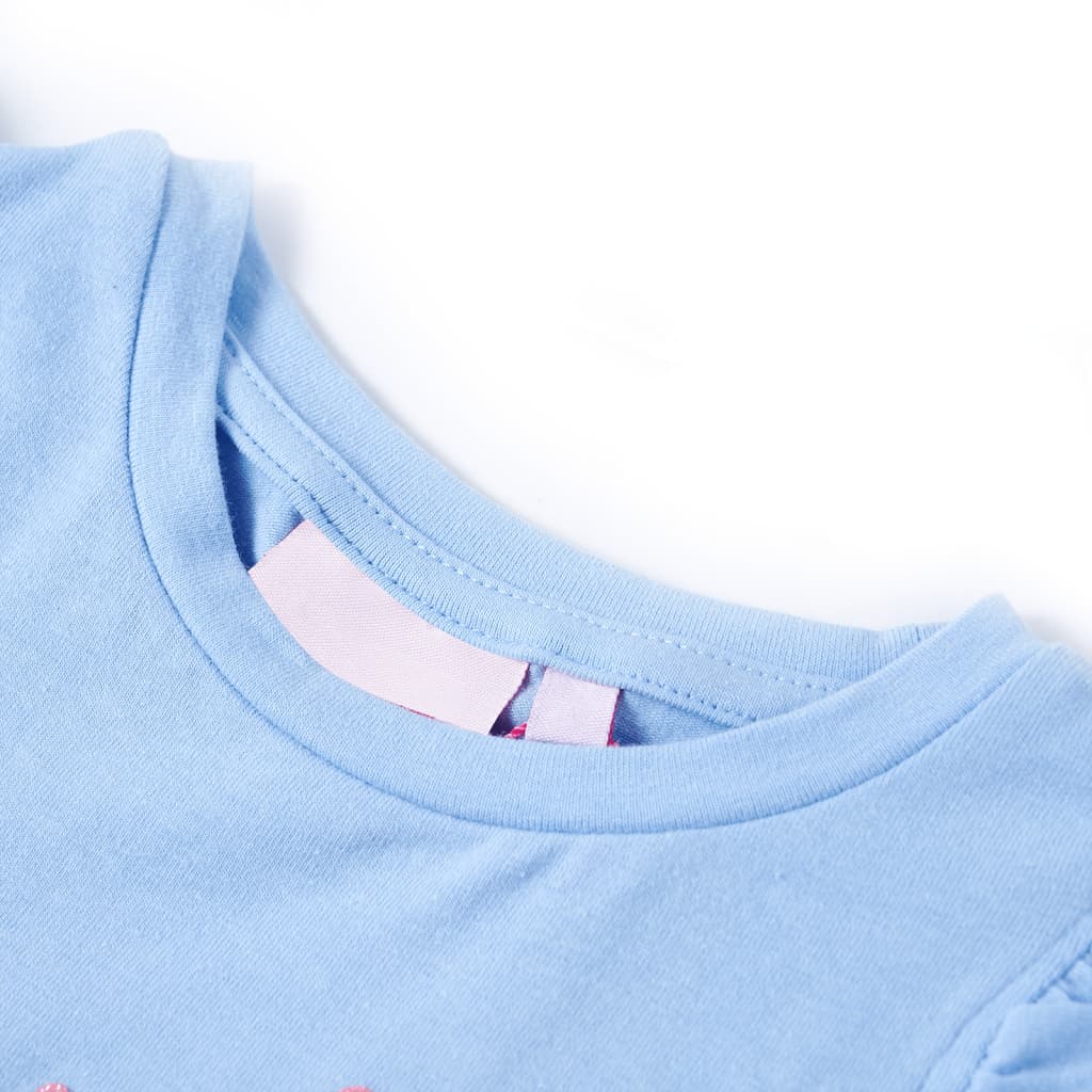 Camisa para niños de Vidaxl con volantes en las mangas 128 azul claro