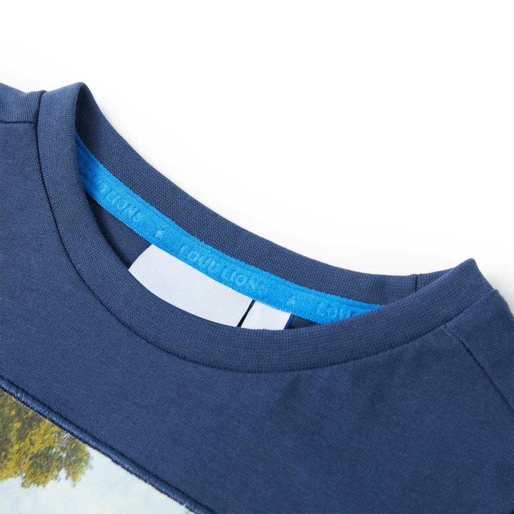 Vidaxl camisa para niños 128 azul oscuro