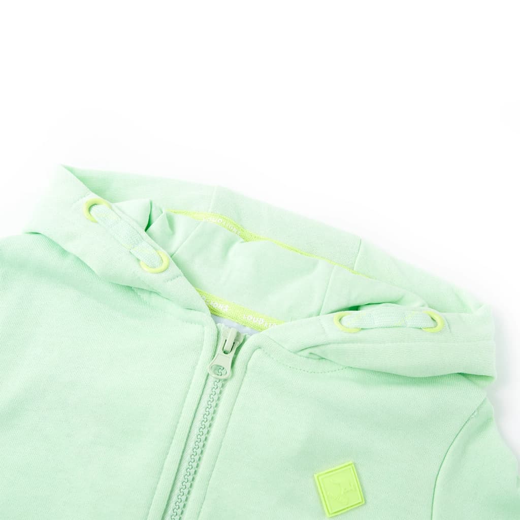 Vidaxl chaleco para niños con capucha y rits 92 Green brillante