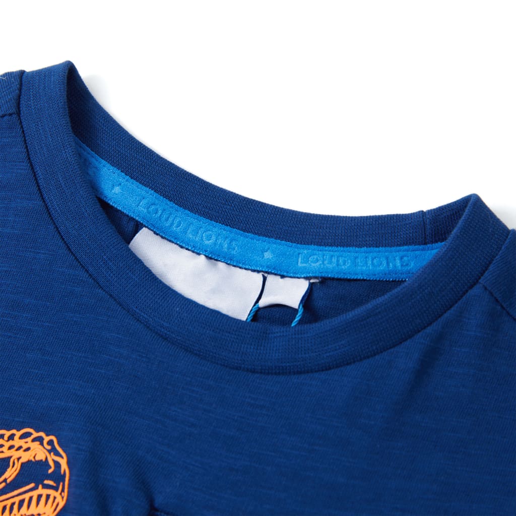 Camicia per bambini Vidaxl con maniche corte 128 blu scuro