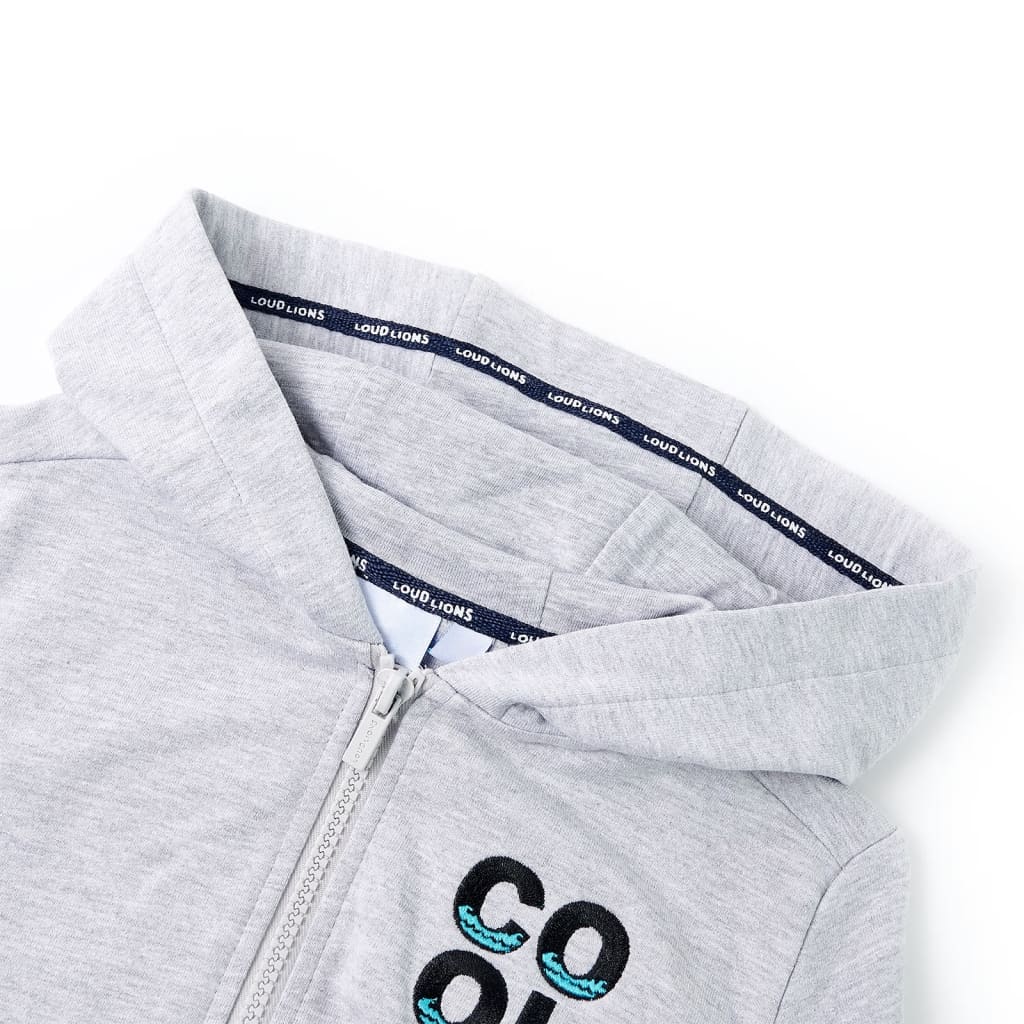 Vidaxl chaleco para niños con capucha y cremallera 128 gris