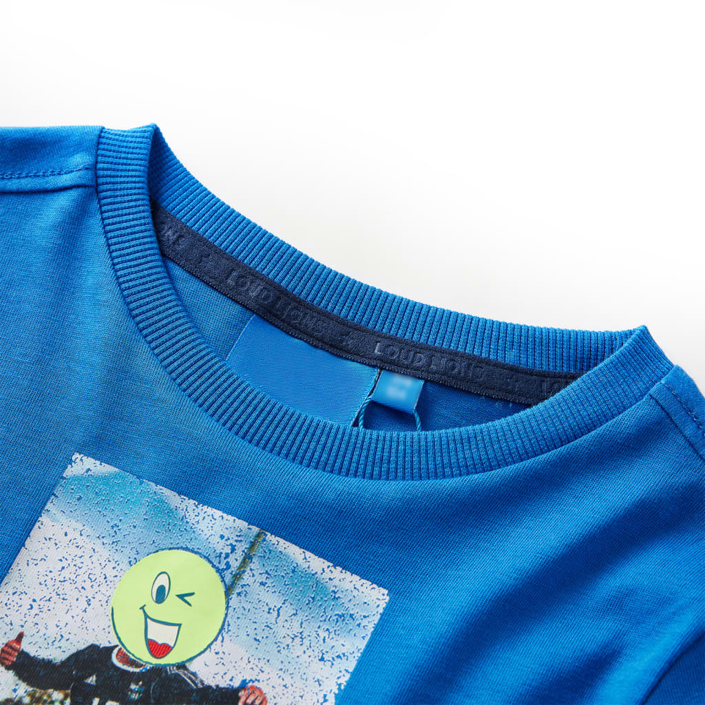 Camicia per bambini Vidaxl con maniche lunghe 128 cobalto blu