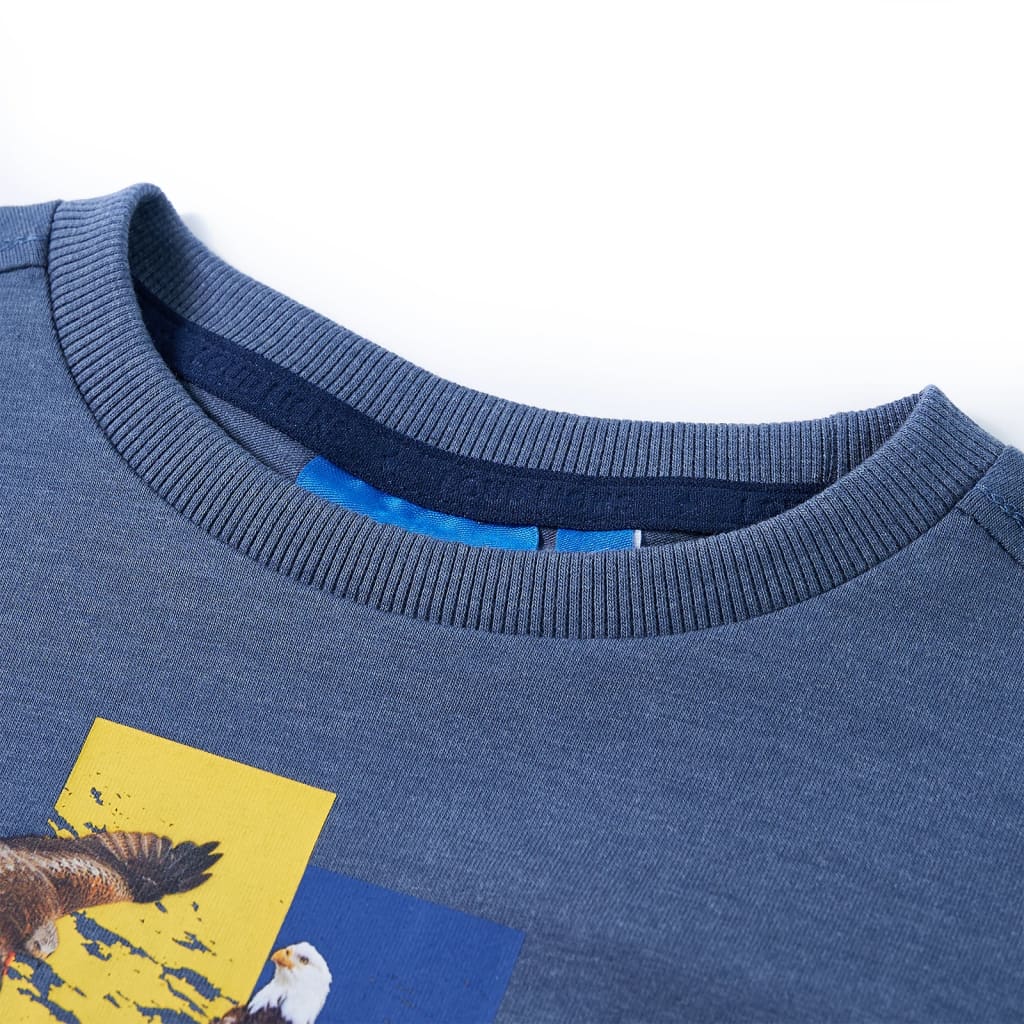 Camicia per bambini Vidaxl con maniche lunghe 140 blu misto