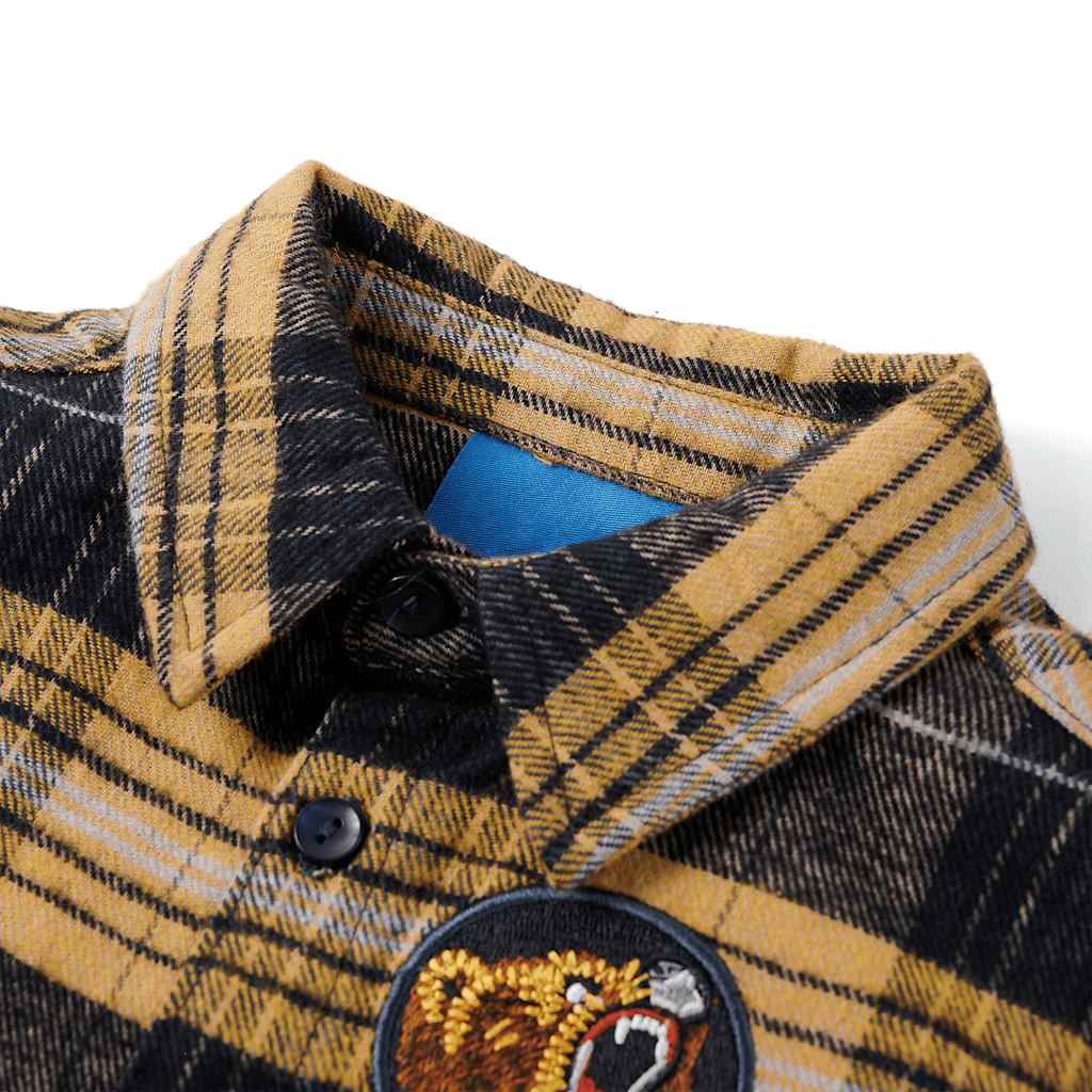 Vidaxl Shirt per bambini a scacchi 116 giallo e nero