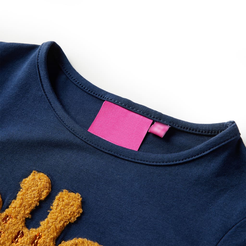 Camicia per bambini Vidaxl con maniche lunghe 128 blu navy