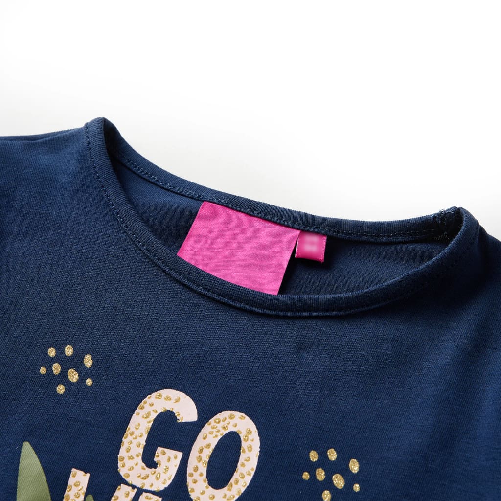 Camicia per bambini Vidaxl con maniche lunghe 128 blu navy