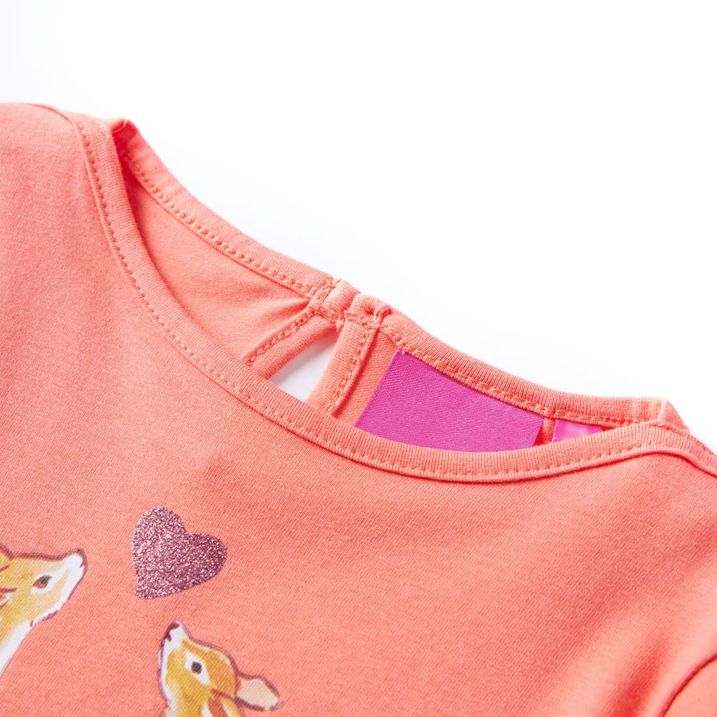 Camicia per bambini Vidaxl con maniche lunghe 128 corallo