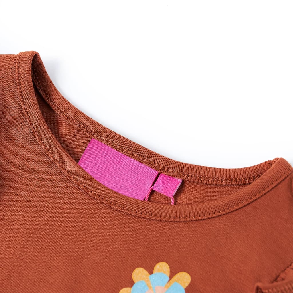 Camicia per bambini Vidaxl con maniche lunghe 104 cognac color