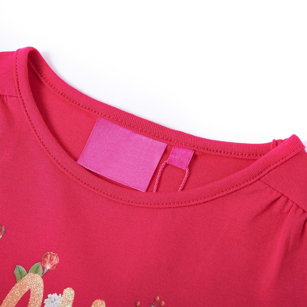 Camisa infantil de Vidaxl con mangas largas 92 Rosa brillante