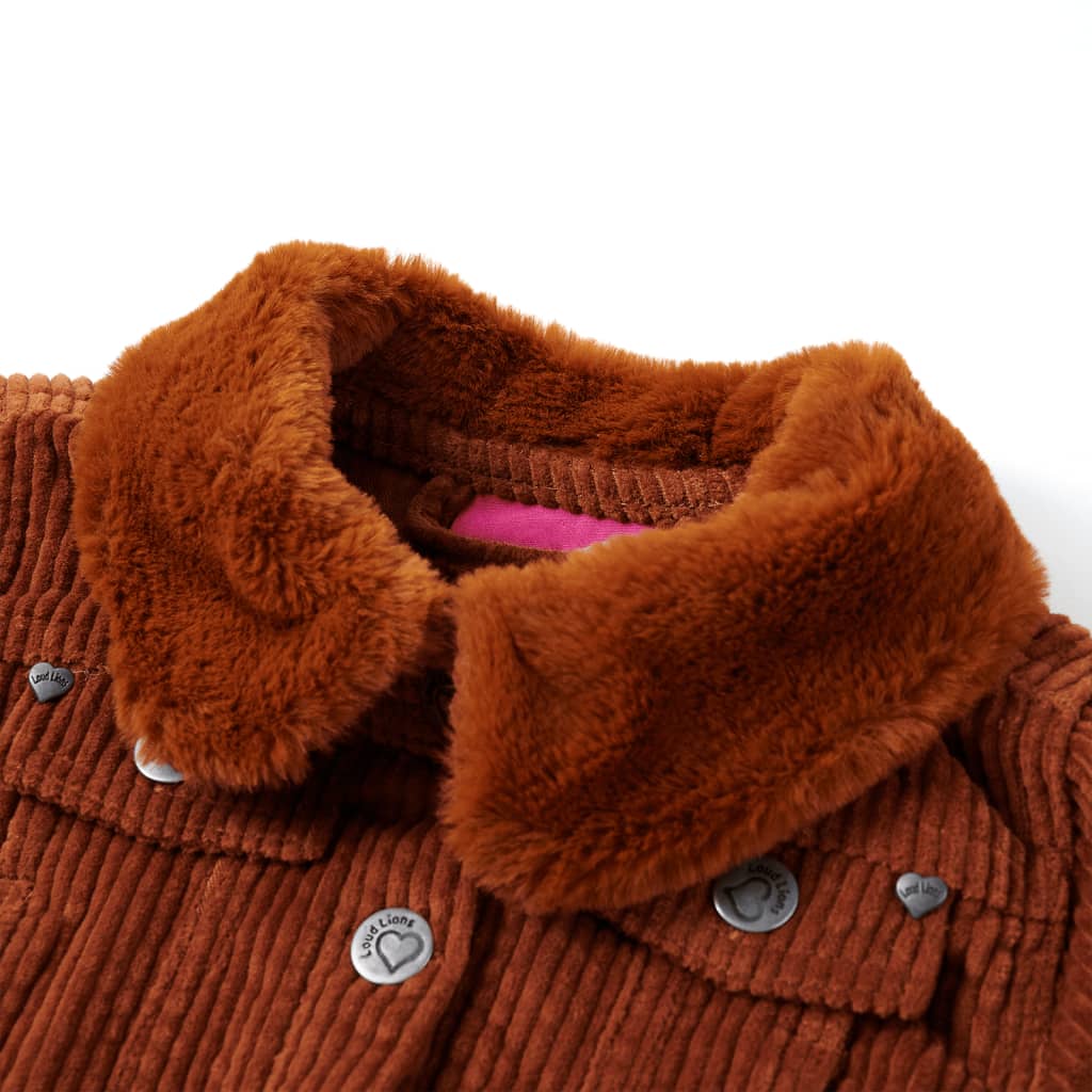 Vidaxl kinderjas 104 ribfluweel cognackleurig