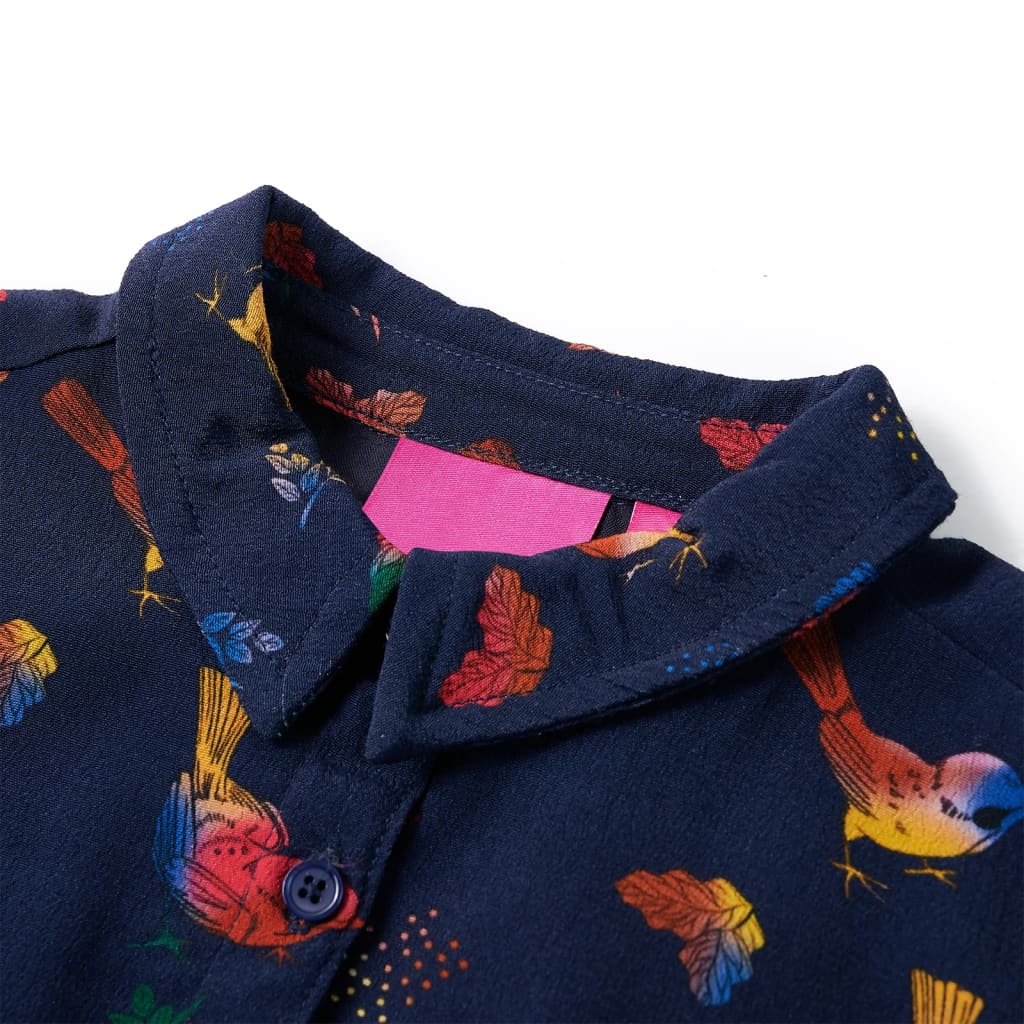 Abito per bambini Vidaxl con maniche lunghe 104 blu navy