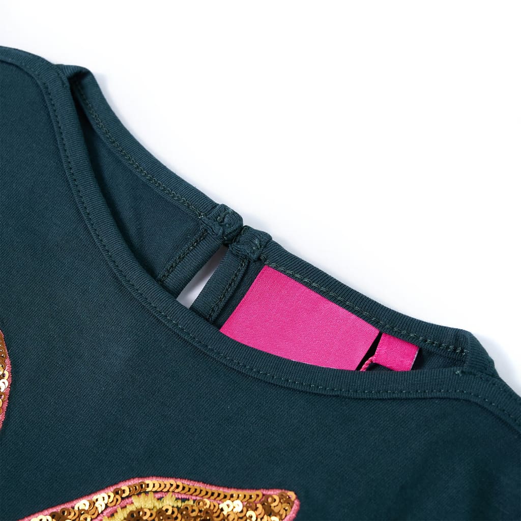 Camicia per bambini Vidaxl con maniche lunghe 128 Donkergroen