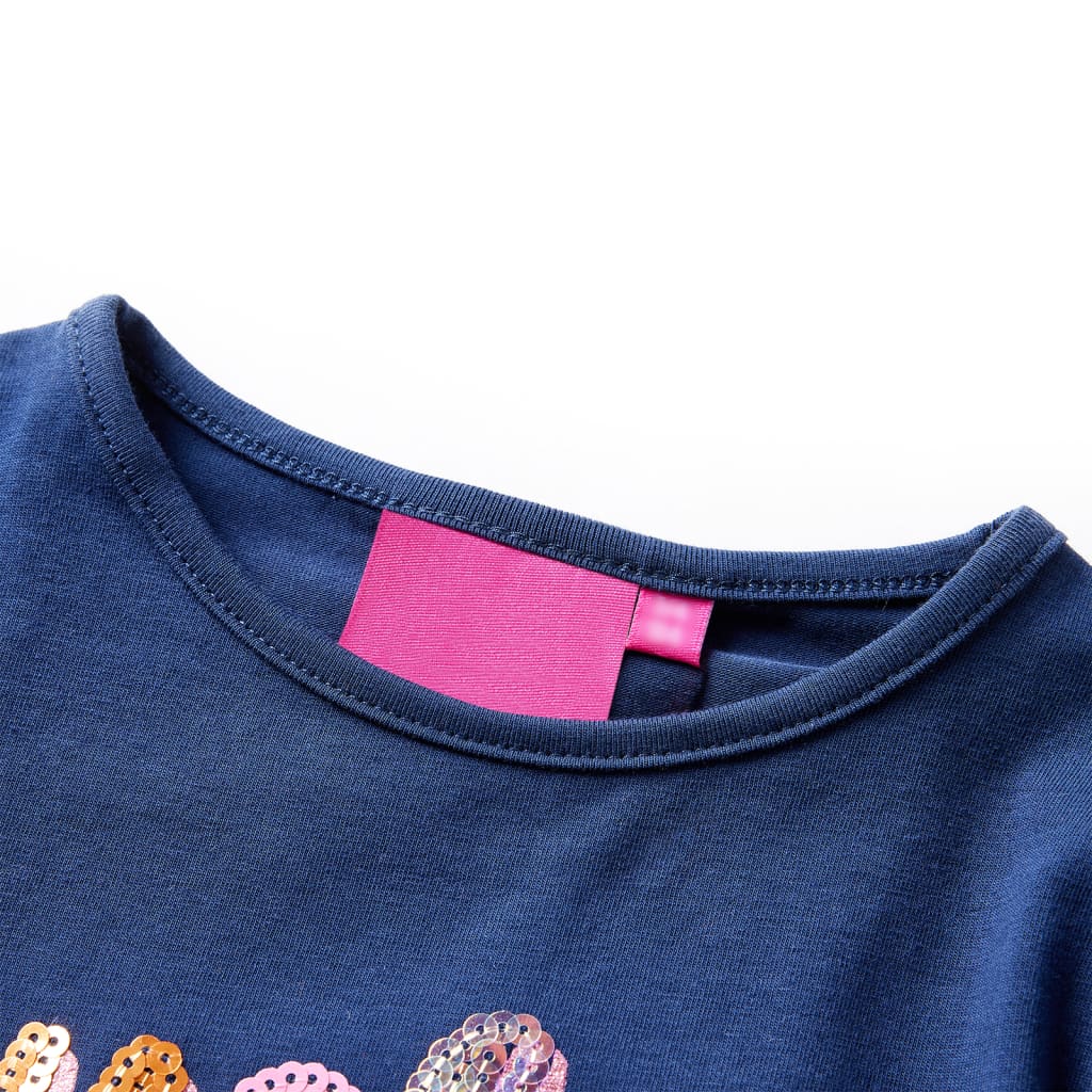 Camicia per bambini Vidaxl con maniche lunghe 116 blu navy