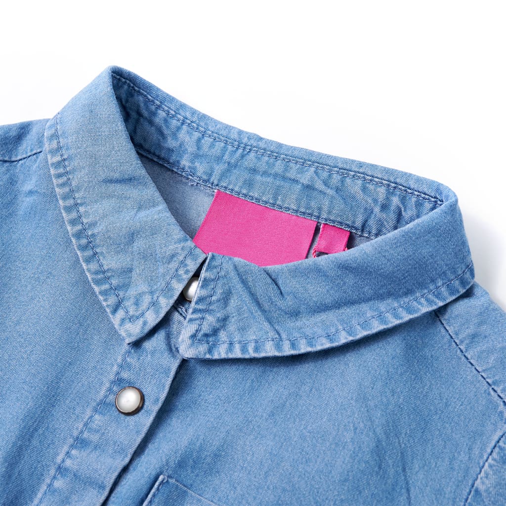 Abito per bambini Vidaxl con maniche lunghe 128 blu navy e blu denim