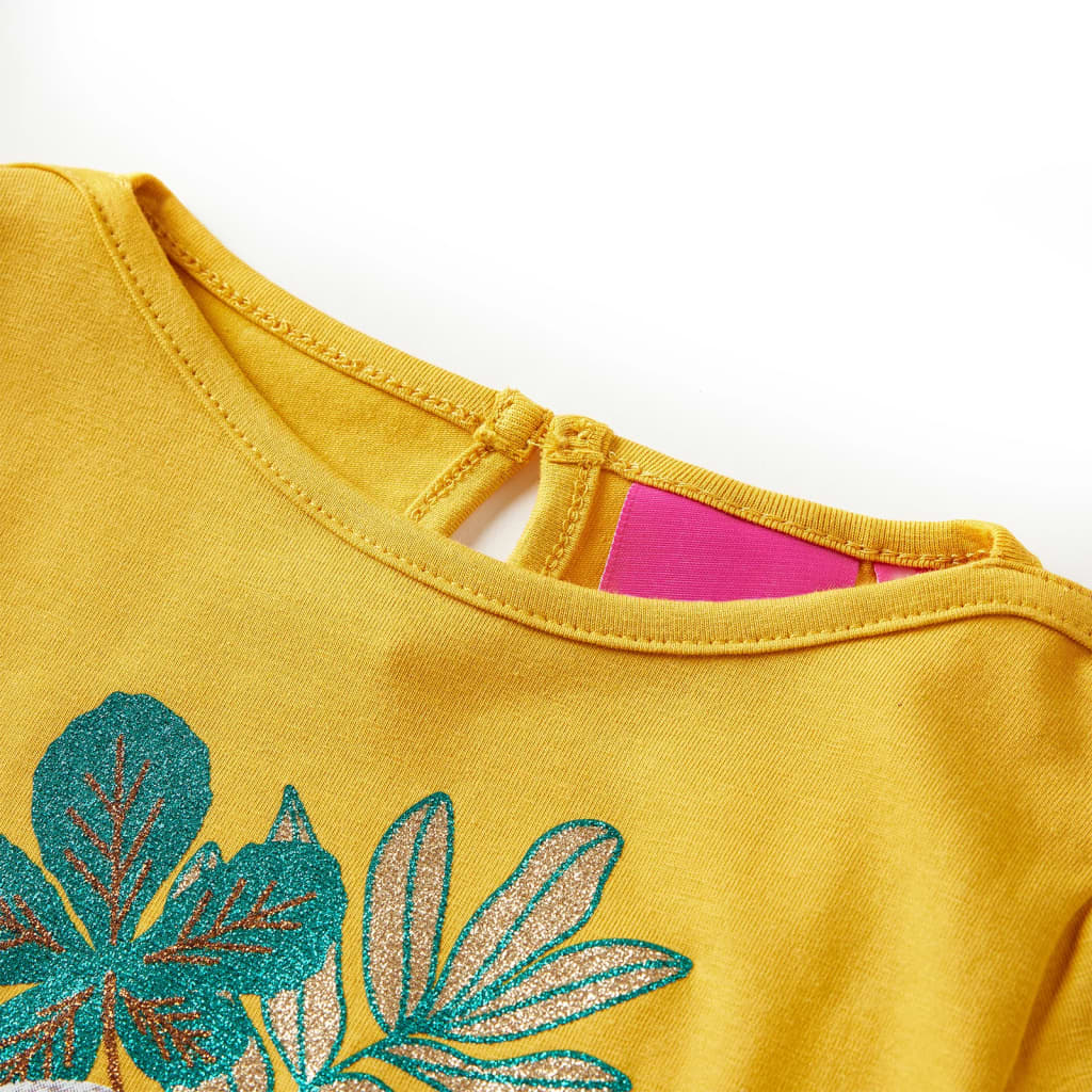 Camisa para niños de Vidaxl con mangas largas 140 ocre -color