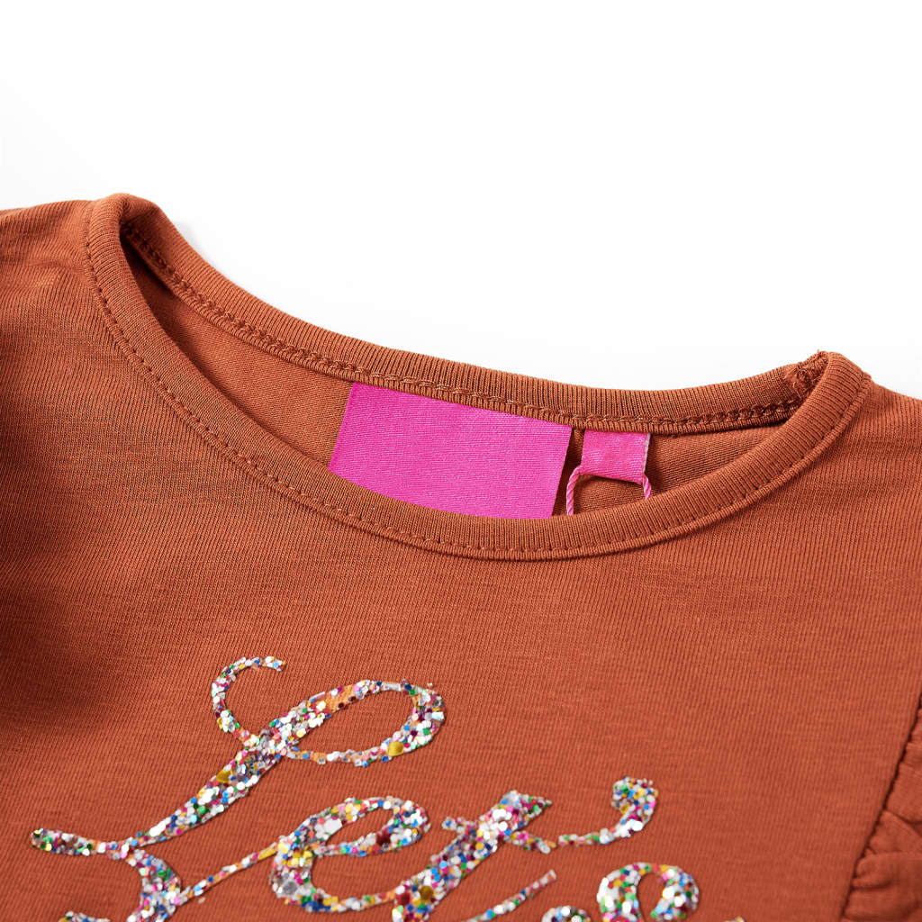 Camisa infantil de Vidaxl con mangas largas 104 Cognac