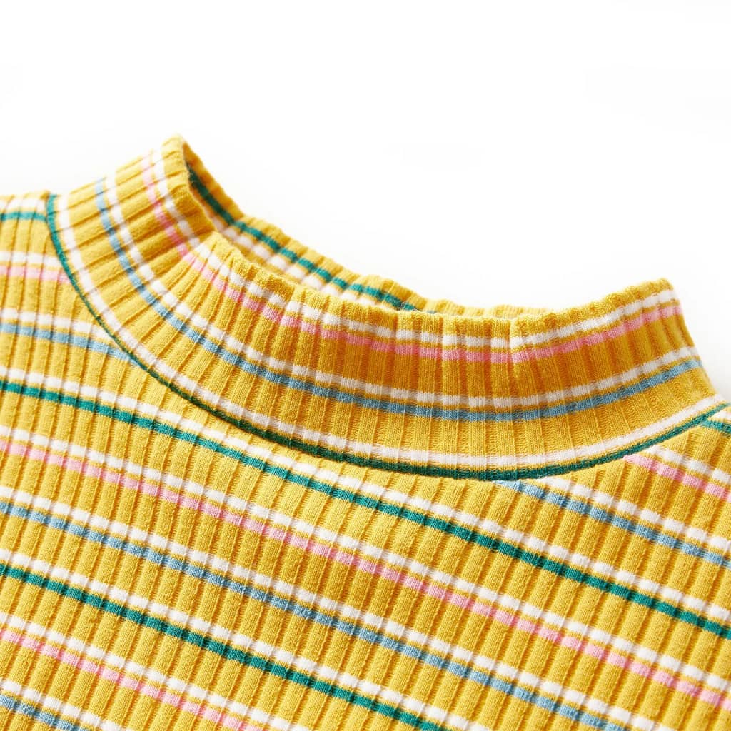 Camicia per bambini Vidaxl con maniche lunghe 128 ocra a strisce
