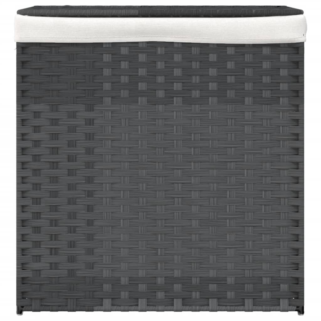 Vidaxl Lavaundry Basket con 2 scomparti 53x35x57 cm poli rattan grigio